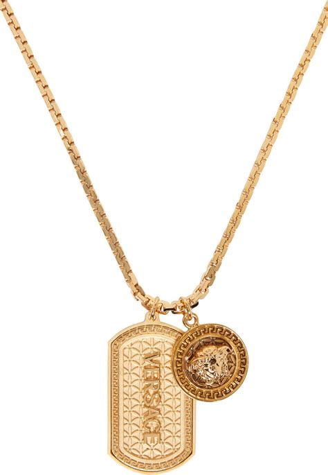 versace mens dog tags|Versace: Gold Dog Tag Necklace .